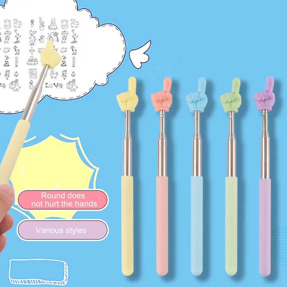 Portable Pointing Stick Adjustable Length Stainless Steel Finger Reading Teacher Pointer with Retractable Whip for Children's