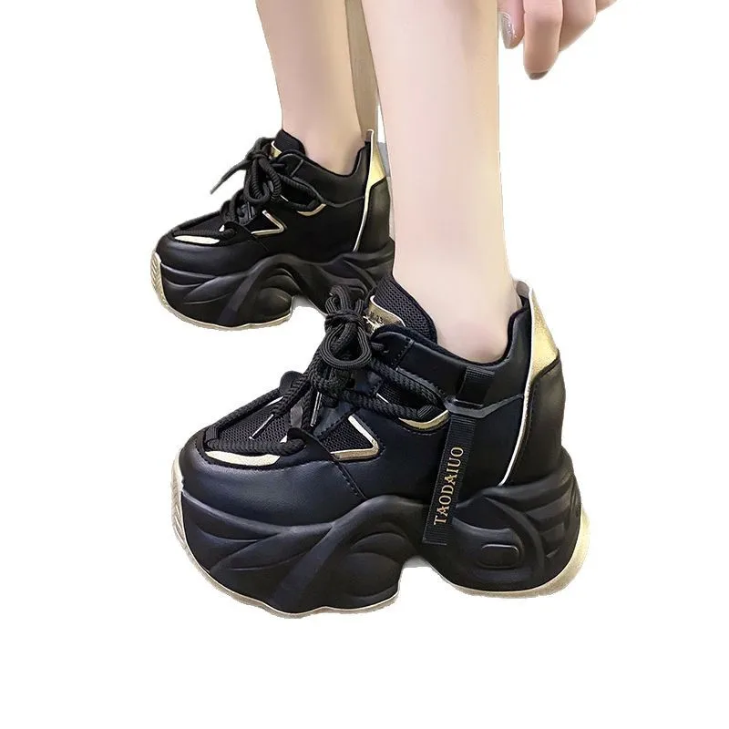 Spring and Autumn New Korean Versatile Women's Sneakers 10cm Height Boosting Soft Bottom Comfortable Casual Running Shoes view 5