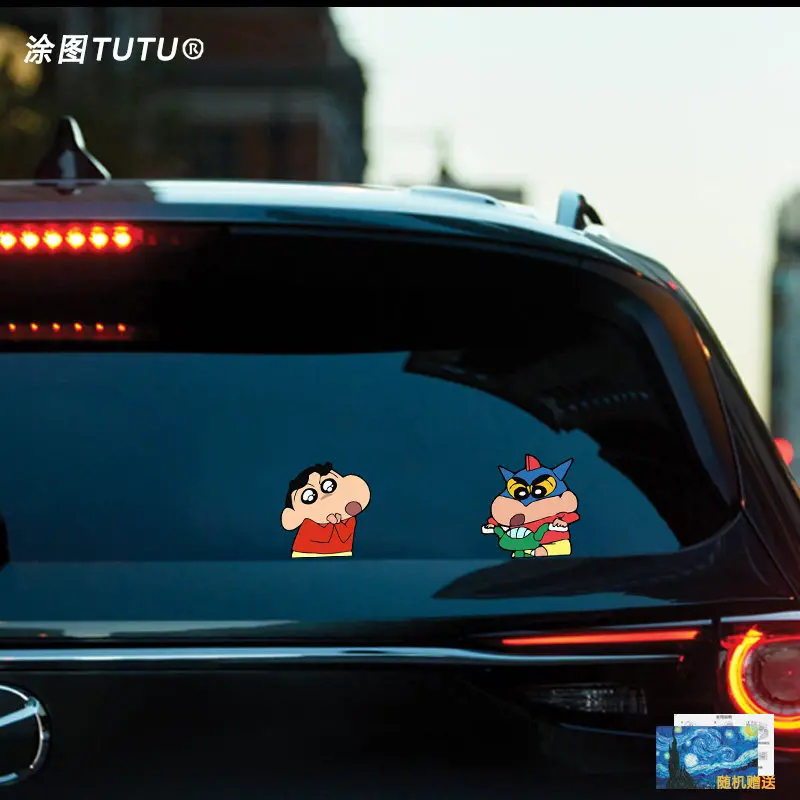 Crayon new salted egg superman two-dimensional cartoon animation car sticker personality creative car sticker tide