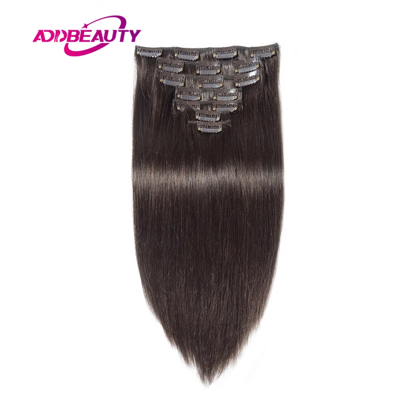 7pcs Clips in Full Head Human Hair Straight 70g 100g 120g Brazilian Human Hair Extension Thick End Natural Ombre Blond Color 30%