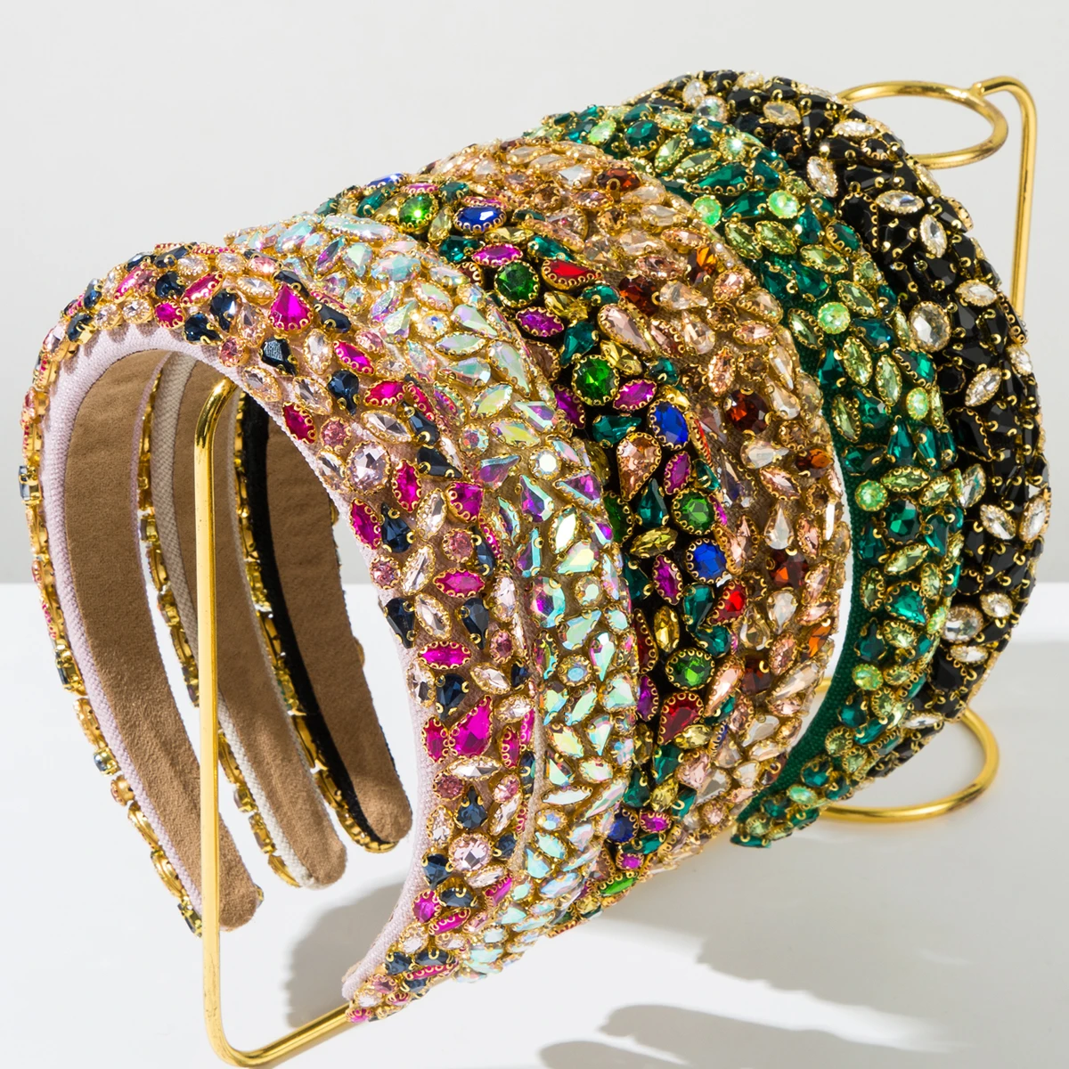 Cross border New Fashionable Baroque Headband Full Diamond Color blocked Heavy Industry Gorgeous Ball Headband for Women