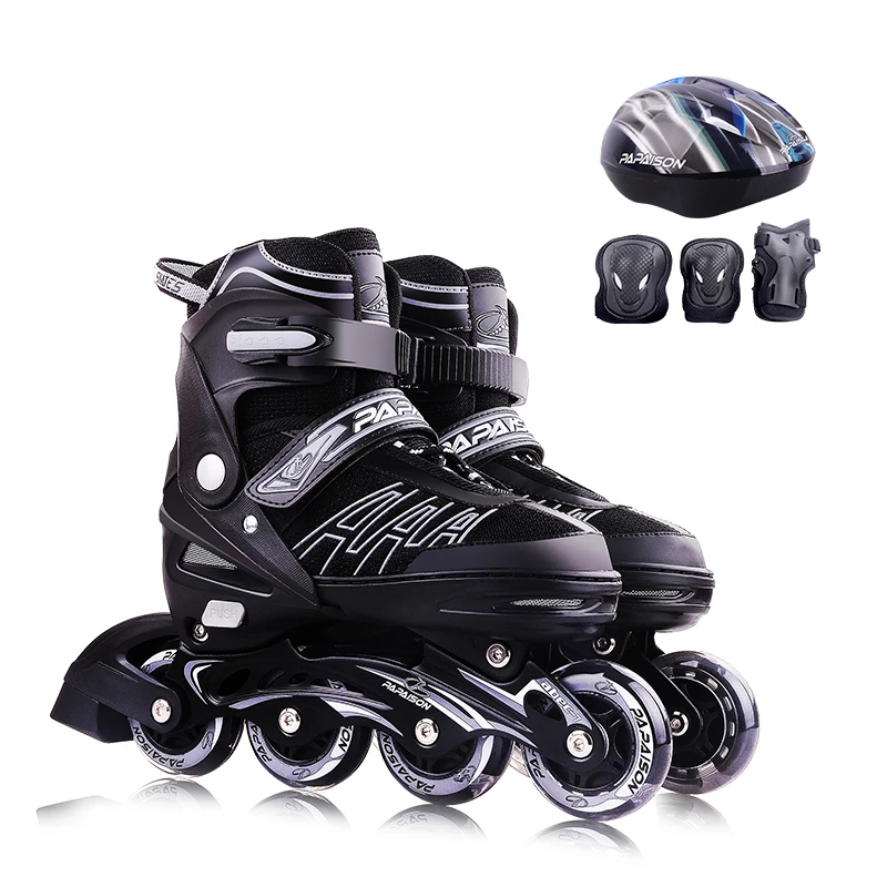 Scarpe per pattini a rotelle in linea di alta qualità in stock con ruote luminose a LED per bambini, adolescenti e adulti