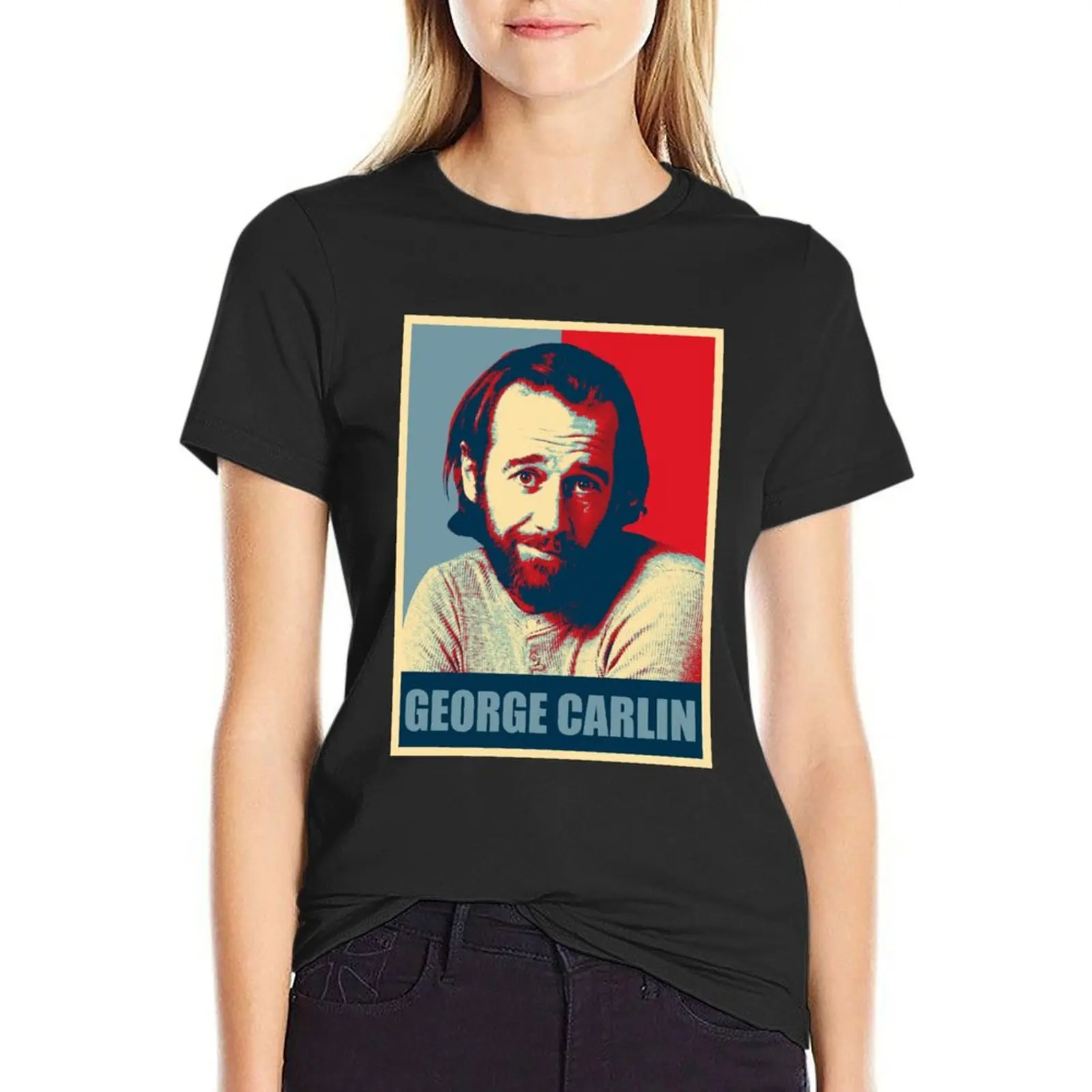 Retro George Carlin Pop Art Portrait 1 T-Shirt funnys female tshirts for Women