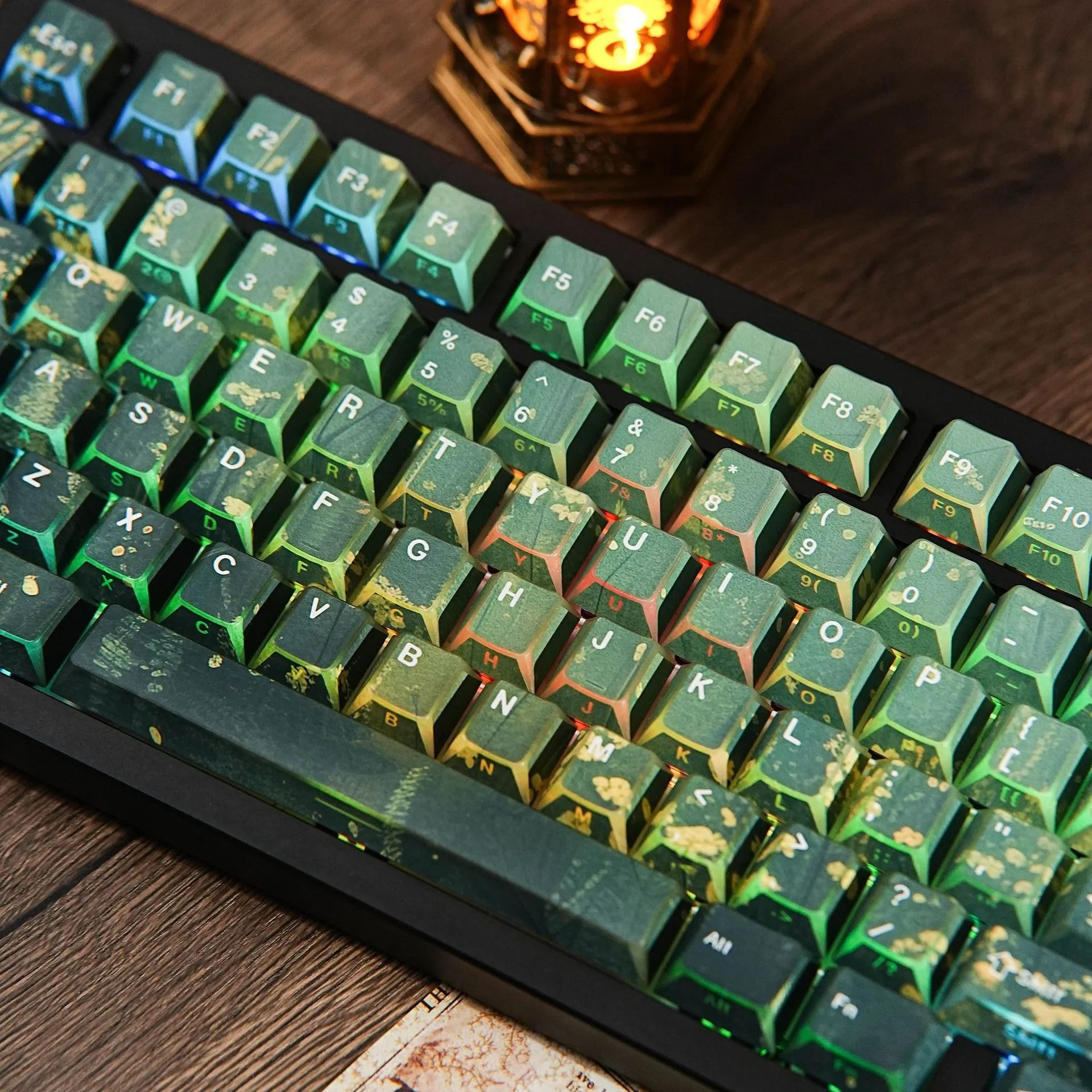Mechanical Keyboard Flower Curved Edges Side Print Keycaps Hebrew Russian Spanish French German Korean Cherry Profile PBT Keycap