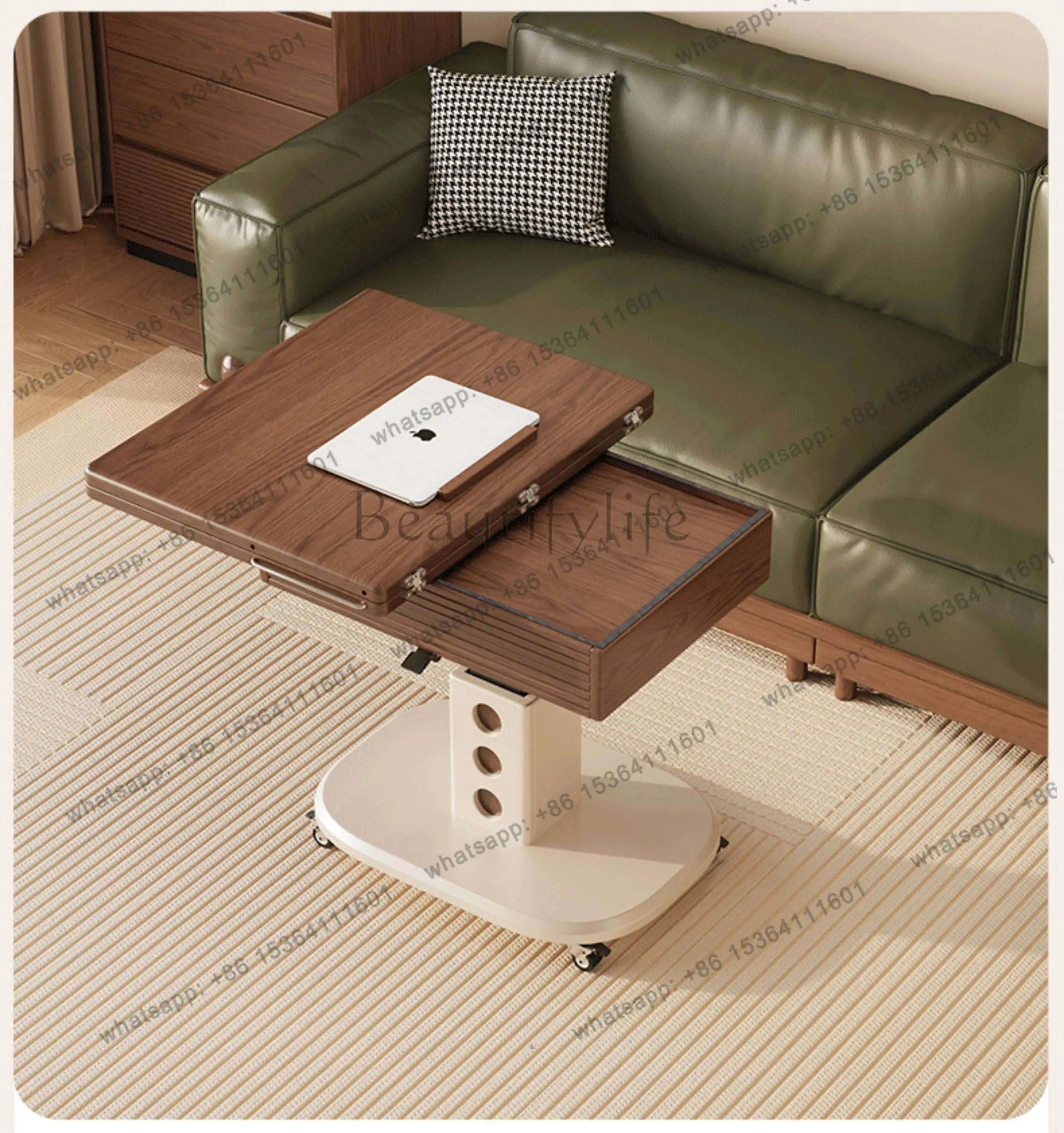 Lifting and folding coffee table pulley mobile small apartment cream antique coffee table