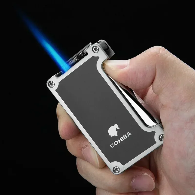 

COHIBA Cigar Lighter with Punch Windproof Jet Blue Flame Torch Lighter Portable Butane Gas Lighter Include Gift Box