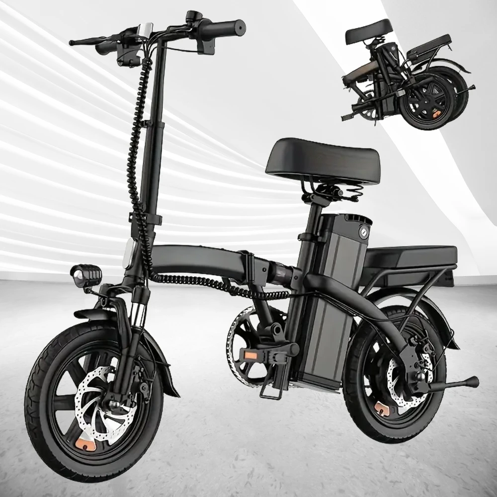 

14" Mini Folding Electric Motorcycles E Bike For Adults, 400W Peak Motor Ebike 19.5Mph 19Miles 10AH Adults Electric Bicycle