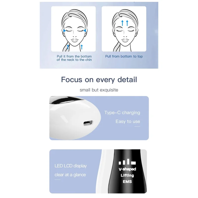 WHYY-masajeador eléctrico con rodillo de elevación facial en V, microcorriente EMS, vibración sónica, levantamiento Facial, estiramiento de la piel, masaje de belleza