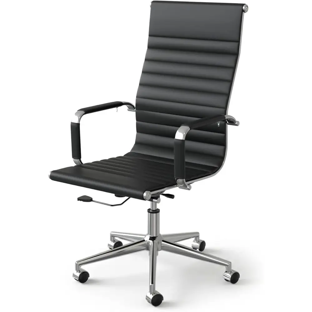 

Ergonomic High-Back Swivel Office Chair with Adjustable Height, Chrome Base, for Home or Business Use (Black)