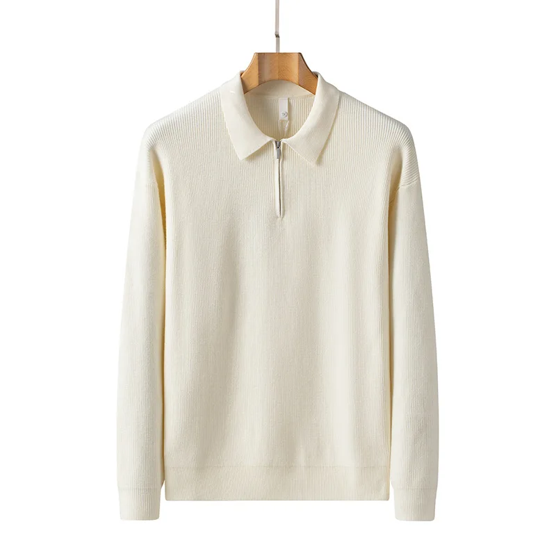 

1520High-end Winter Slim-fit Knitted Sweater Stand-up Collar Casual Cross-border Men's Jacket Semi-zipper Men's Customization