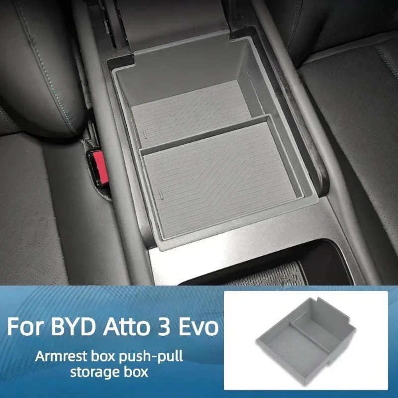 Pull Push Armrest Storage Box,For BYD Atto 3 Evo Accessories 2026,Plastic Layered Smooth Slide Rattle-Free Bend-Resistant