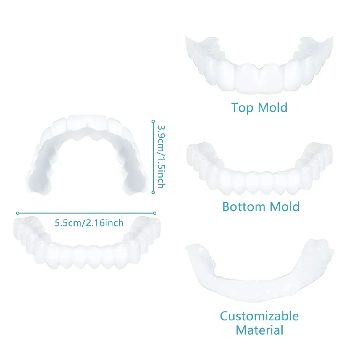 1pcs Veneers Teeth Cosmetic Teeth Temporary Smile Comfort Fit Flex Comfortable Top and Bottom Veneer Tooth