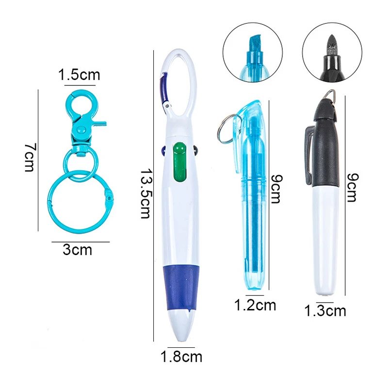 Mini Creative Portable Mountaineering Buckle Highlighter Pressing Ballpoint Set Student Writing Tools Learning Office Supplies