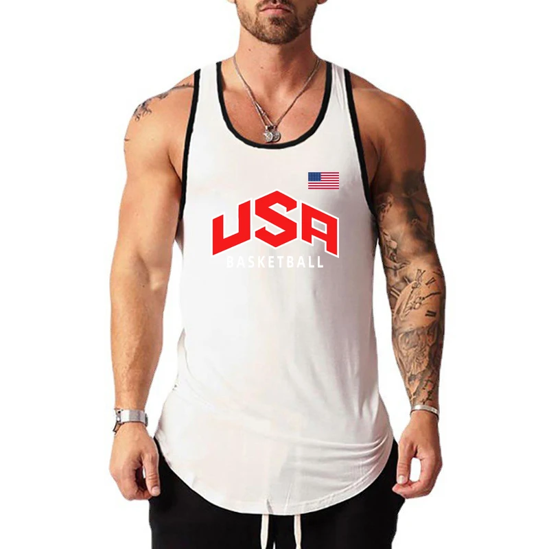 Men\'s Fitness Sleeveless Muscle Tank Tops Gym Bodybuilding Sport Training Muscle Shirt Summer Cotton Breathable Cool Singlets