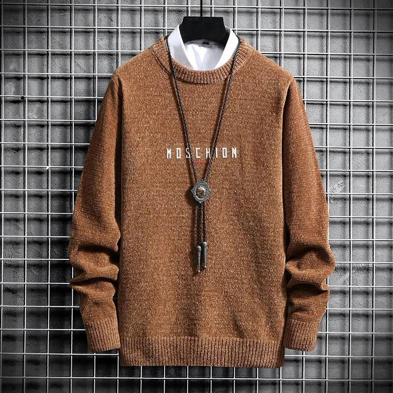 2023 Autumn New Versatile Casual Fashion Knit Pullover Sweater Men Clothes