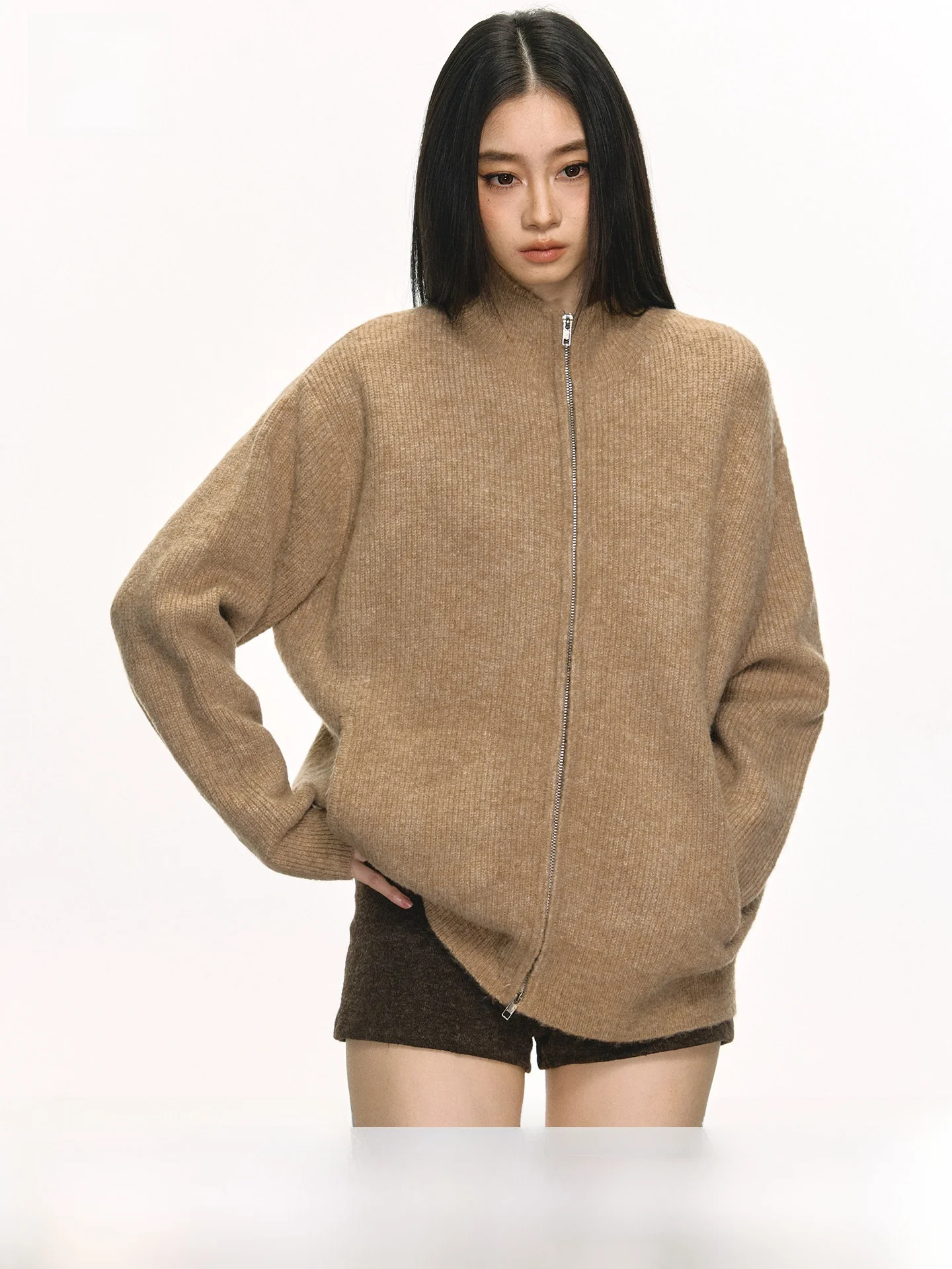 

Anna Aneae Vintage Collar Color Knitwear Women's Casual Sle Spring Loose Fit Outerwear Trendy Street Sle