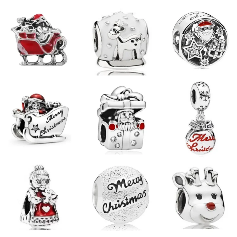 925 Silve Plated New Diamond Santa Claus Charm Beads Pendant For Pandora Bracelet Necklace Jewelry Accessories Christmas Gifts