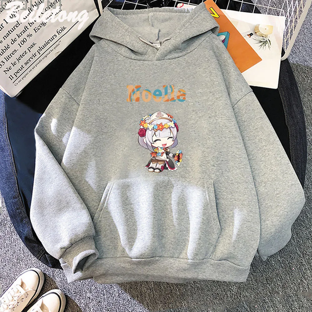 Chibi Noelle Genshin Impact Anime Hoodies Woman Oversized Streetwear Casual Sweatshirts Autumn/winter Vintage Female Clothing