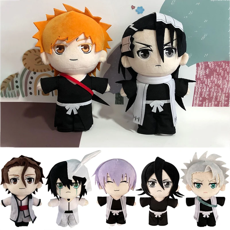 Anime BLEACH Plush Toys Kurosaki Ichigo Kuchiki Rukia Kuchiki Byakuya Ichimaru Gin Cosplay Plushies Doll Stuffed Figure 20cm