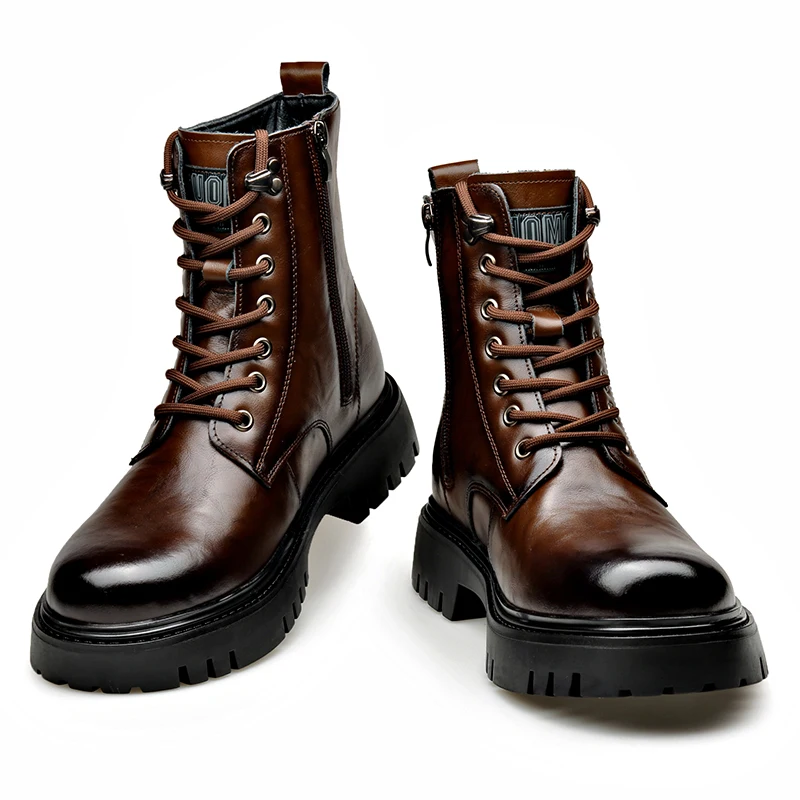 Men High Top Boots PU Thick Sole Comfortable Classic Versatile Men Boots