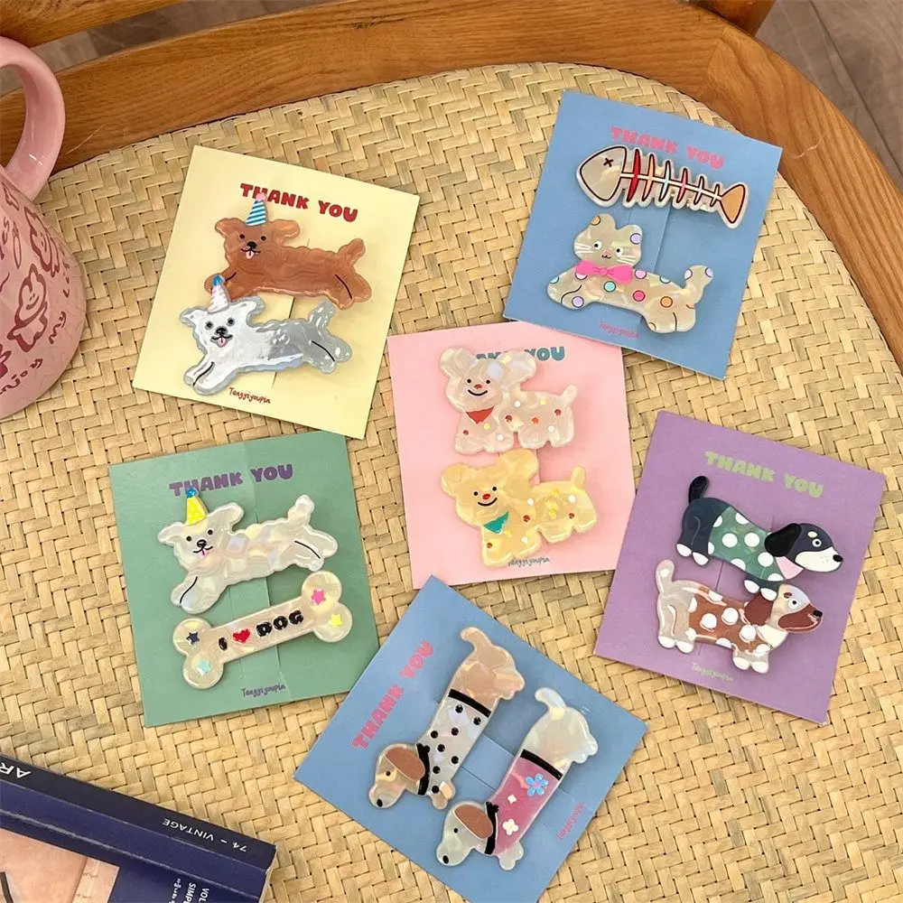 2 pçs/set cão animais grampo de cabelo moda headwear dos desenhos animados duckbill clipe acessórios para o cabelo headdress hairpin feminino