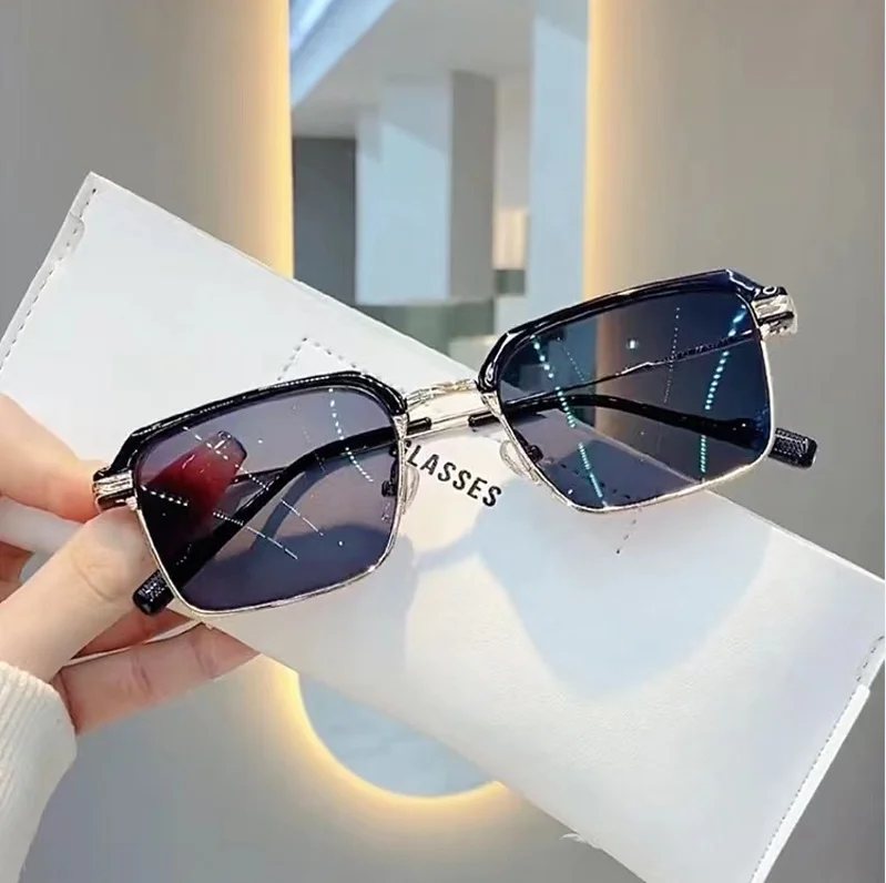 Photochrome Anti Strahlung Gläser Koreanische Quadratische Metall Männer Frauen Brillen Mode Anti Blaues Licht Glas Schatten – Detail 2