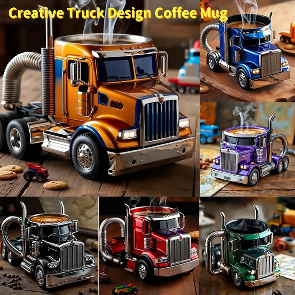 Creative Truck Design Coffee Mug Semi-trailer Water Cup Semi Truck Handcrafted Coffee Cup 200-250ML for Home Kitchen Office Desk