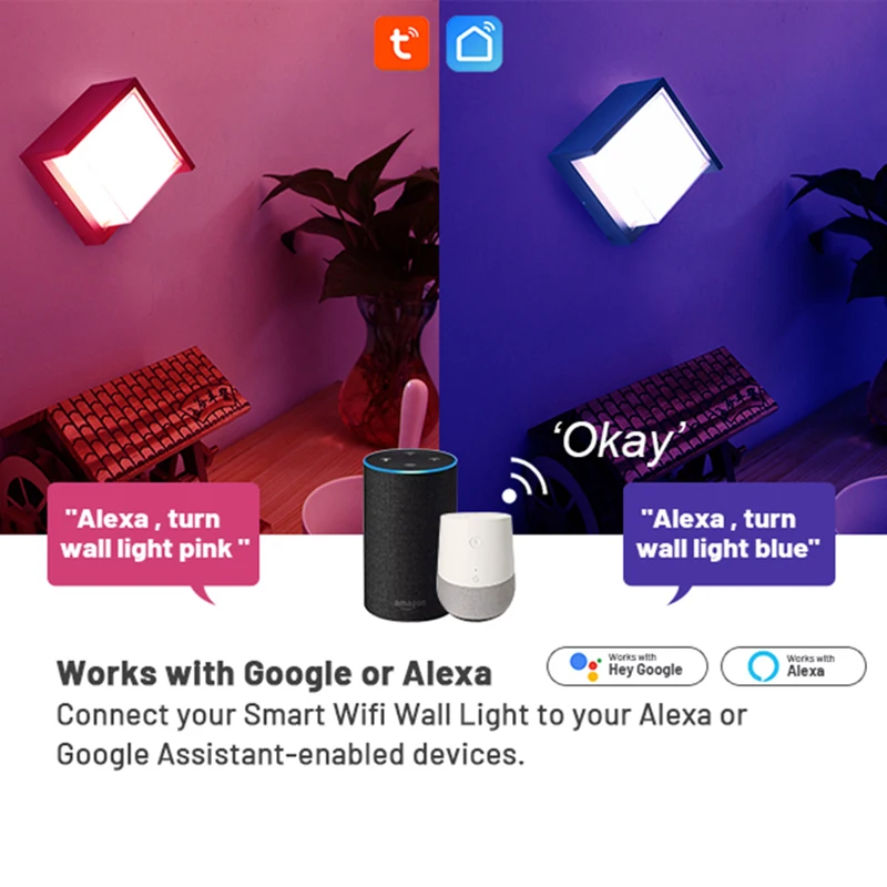 Imagem -02 - Lanterna de Parede Inteligente Wifi ao ar Livre 15w 2700k6500k Rgbcw Mudança de Cor da Varanda Compatível com Alexa e Google Home Assistan