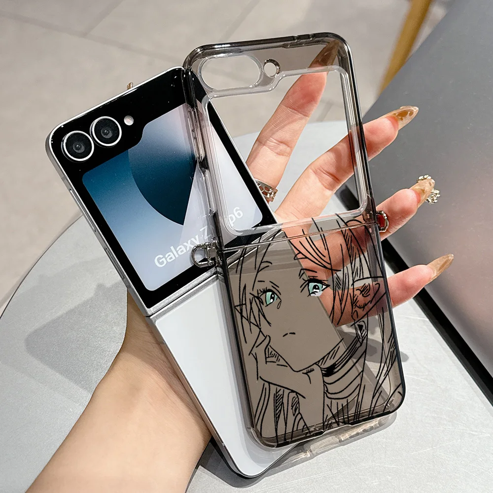 Handyhüllen für Samsung Galaxy Z Flip3 Flip4 Flip5 Flip6 Flip7 5G Semi-transparent faltbar Hot Japan Anime Comics Frieren Cover
