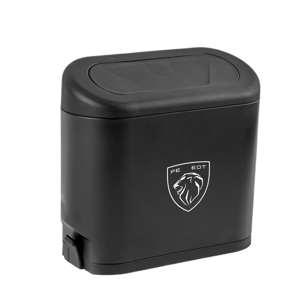 Leak-proof Mini Car Trash Can With Lid Garbage Bags Auto Accessories For Peugeot 206 207 208 2008 308 3008 508 5008 406 RZC 4008