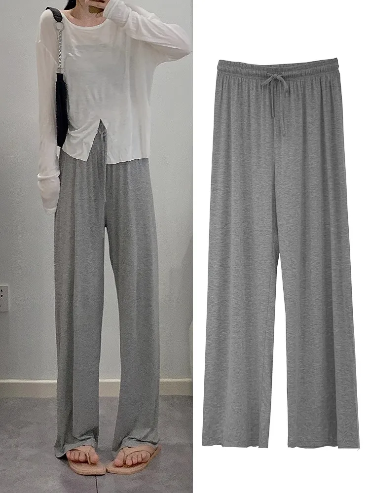 

Широкие брюки из модала для женщин, летние, тонкие, с высокой талией, прямые, повседневные, для танцев, с защитой от солнца, из ледяного шелка