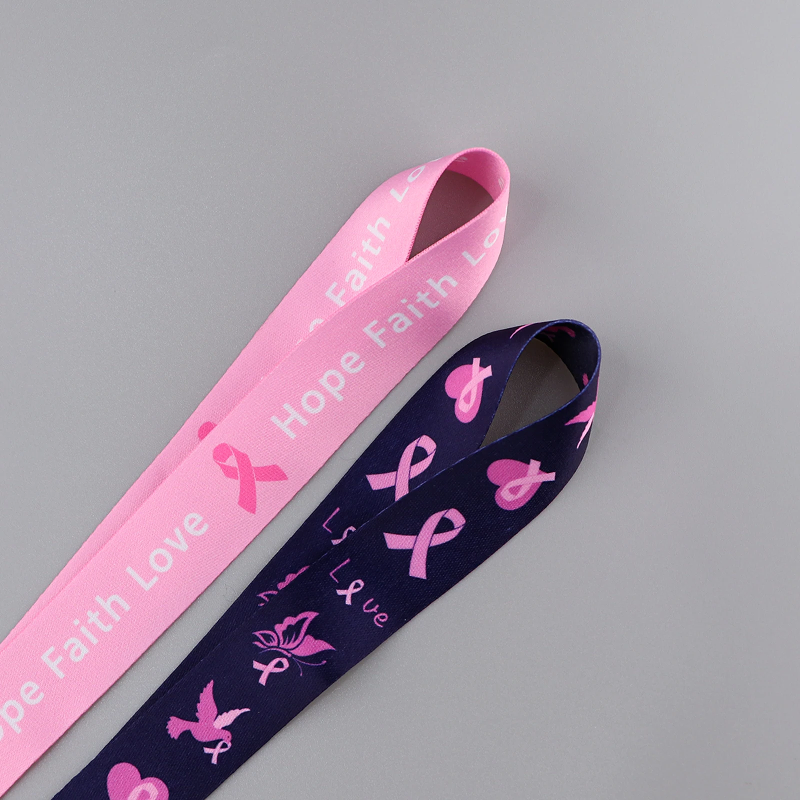 Breast Cancer Awareness Lanyard Pink Ribbon Neck Strap For Card Badge Gym Keychain DIY Hanging Rope Phone Accessories