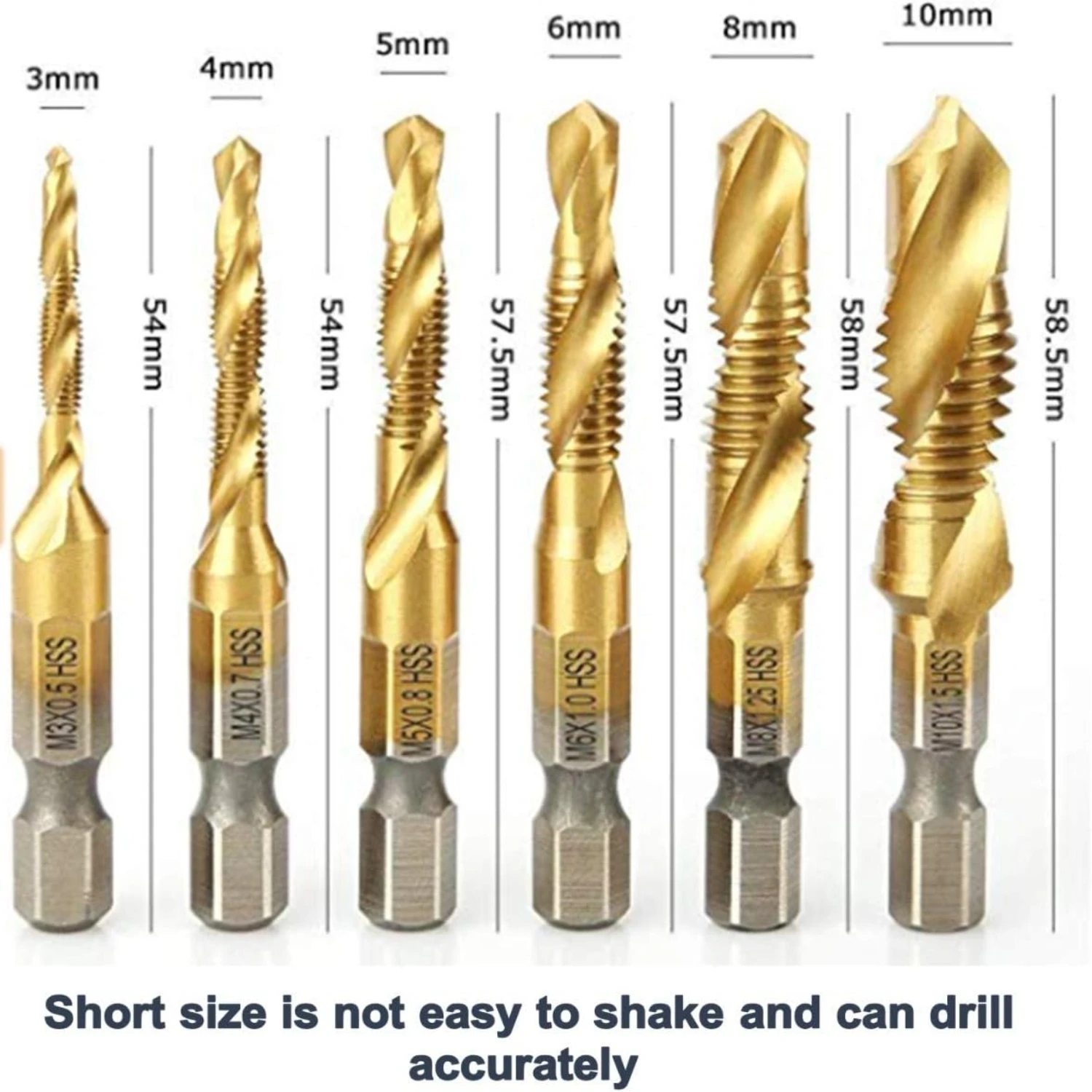 Complete M3-M10 High Quality Titanium 6 Pack Combination Metric Drill and Tap Bits Set for Precision Work