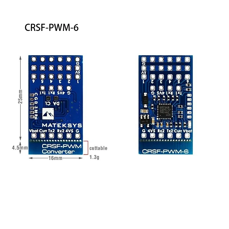 Mateksys Matek CRSF TO PWM CONVERTER CRSF-PWM-6 for RC Multirotor Airplane Fixed-Wing Racing Drones
