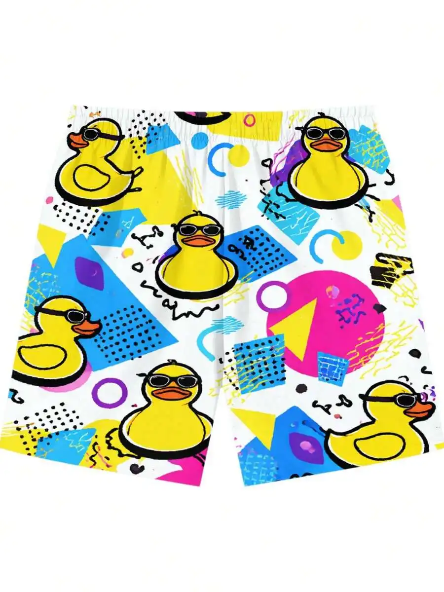 

Men Beach Shorts Summer Rubber Duck Sunglasses Pop Art Geometric Pattern Casual Comfortable Outdoor Home Travel