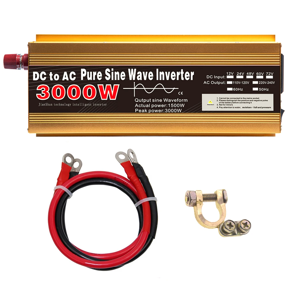 

DC 12v To AC Car Inverter 12v 220v Pure Sine Wave 3000W 220V Portable Power Supply Converter For Home