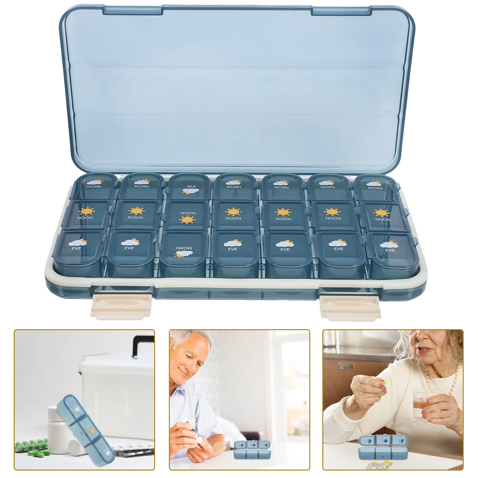 

Портативный органайзер, дорожный футляр для лекарств, герметичный держатель для ежедневных лекарств, прочный полипропилен, ABS, компактный дизайн, легко чистится