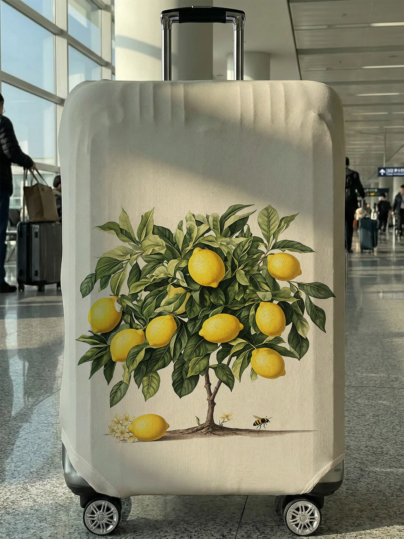 Vintage Lemon Tree Botanical Illustration Luggage Cover, Suitable for 18-32 Inch Luggage Cover, Luggage Handle Glove, Travel Acc