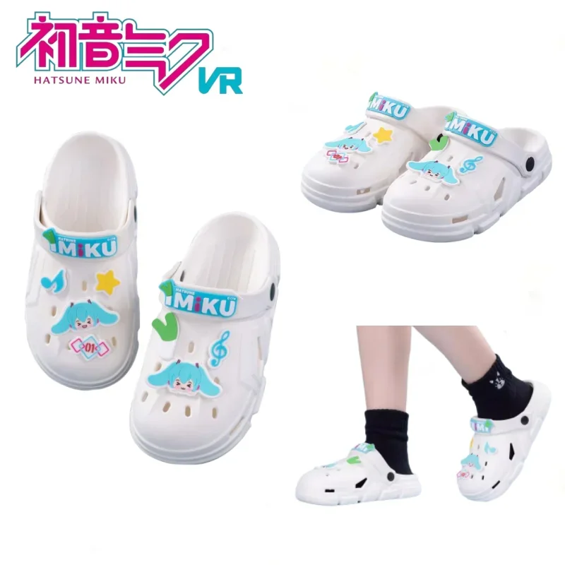 Moeyu Hatsune Miku Cartoon Cave Shoes Genuine Anime Non-slip Slippers Two-dimensional PVC Beach Shoes for Men and Women Gifts