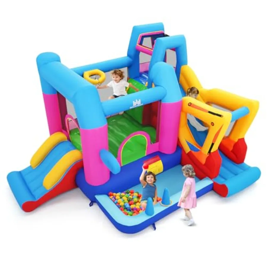 

Inflatable Bounce House with Ball Pit Bouncy Bouncy Castle House for Indoor Outdoor w/Basketball Hoop Toddler Bounce House with