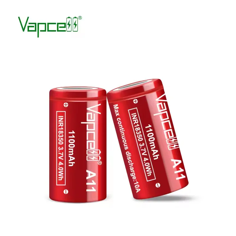 High Power 1100mah INR 18350 Battery Vapcell A11 Reachargeable Li Ion Batteries 10A 3.7V 100% Original For Flashlight Toys UAV