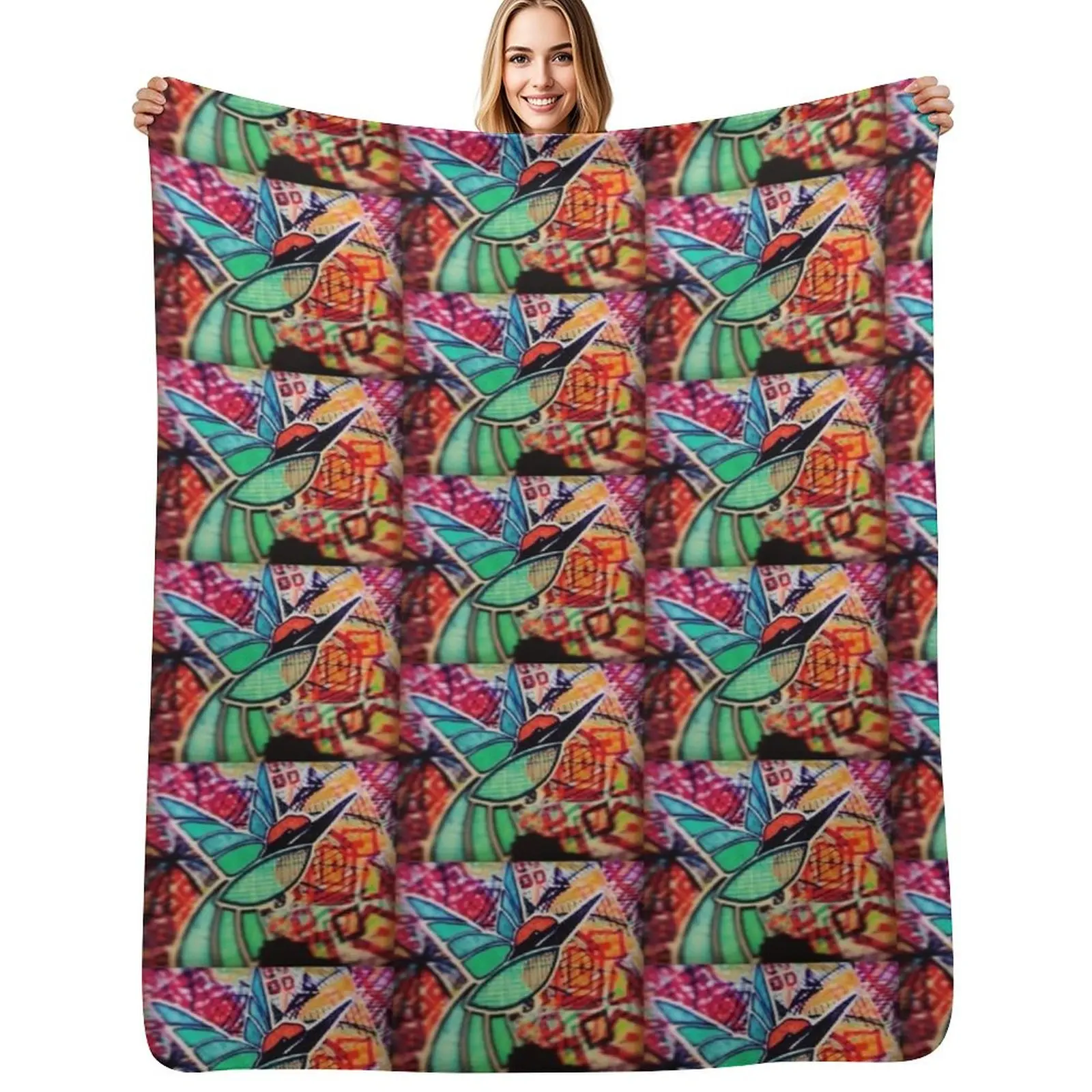 

Hand drawn king fisher Throw Blanket Stylish Warm Blanket for Living Room Bedroom