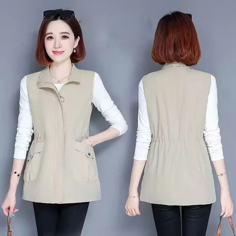 Frauen Weste Mantel Neue Einfarbig Jacke Mid Lange Weibliche Ärmellose Weste Tops frauen Grundlegende Mantel Chalco Muder XQ690