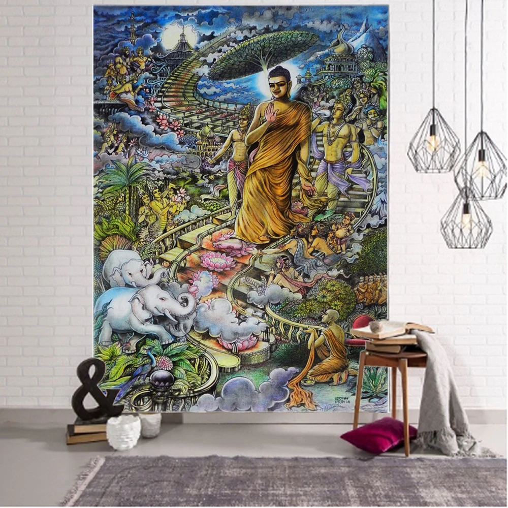 Buddha background decoration, tapestry, palace illustration, background decoration, tapestry, home background decoration