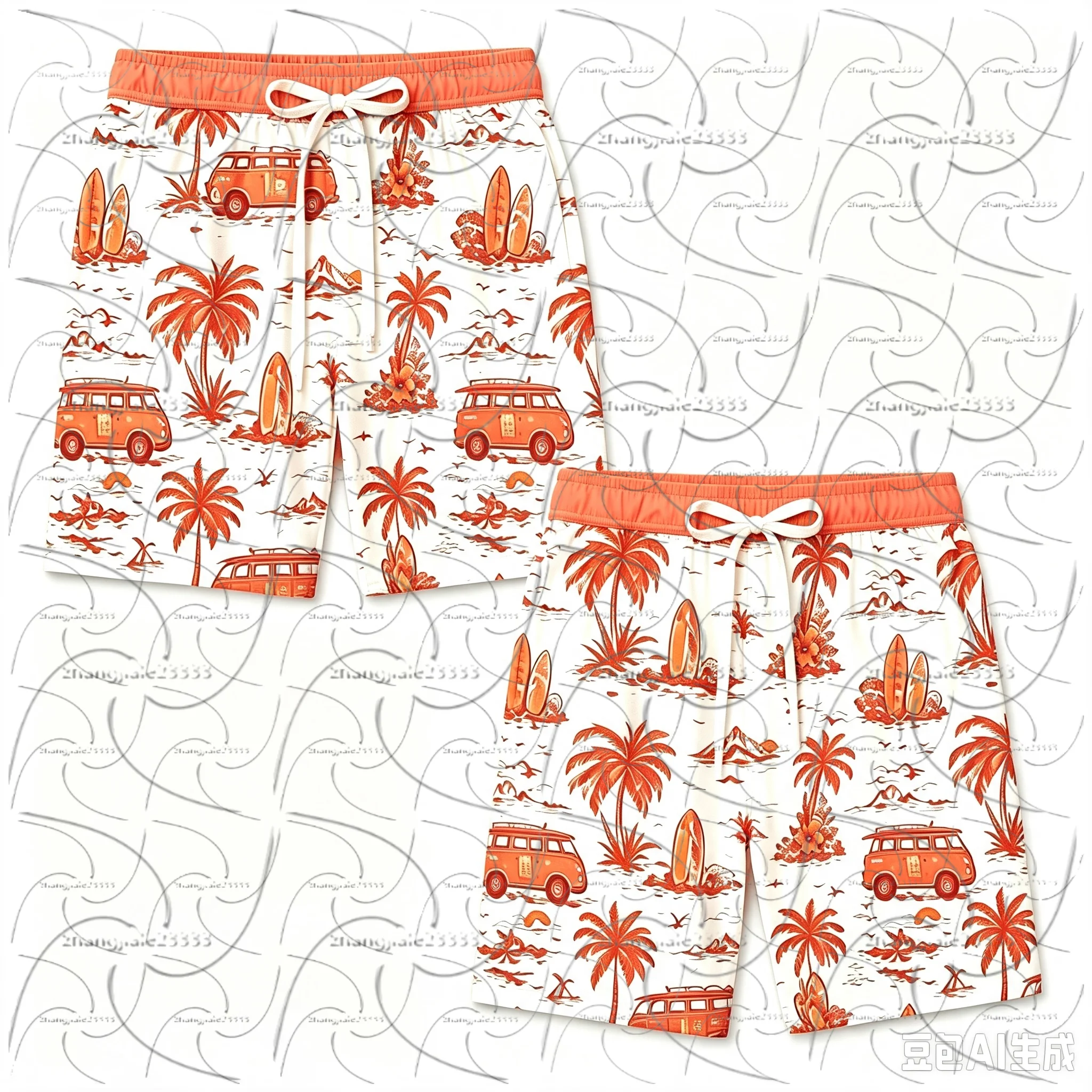 2026 Tropical Plant Print Fun Beach Party Swim Trunks for Men and Women - Popular Summer New Style Quick-Drying Beach Shorts