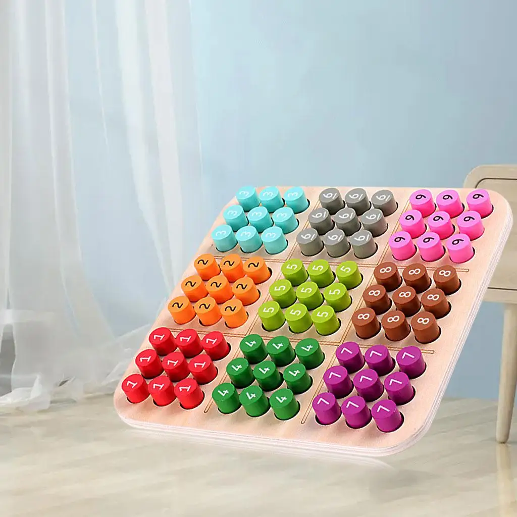 Juego de mesa de rompecabezas de Sudoku de madera, mini juego de escritorio de matemáticas, educativo, rompecabezas para viajes, actividades, adultos