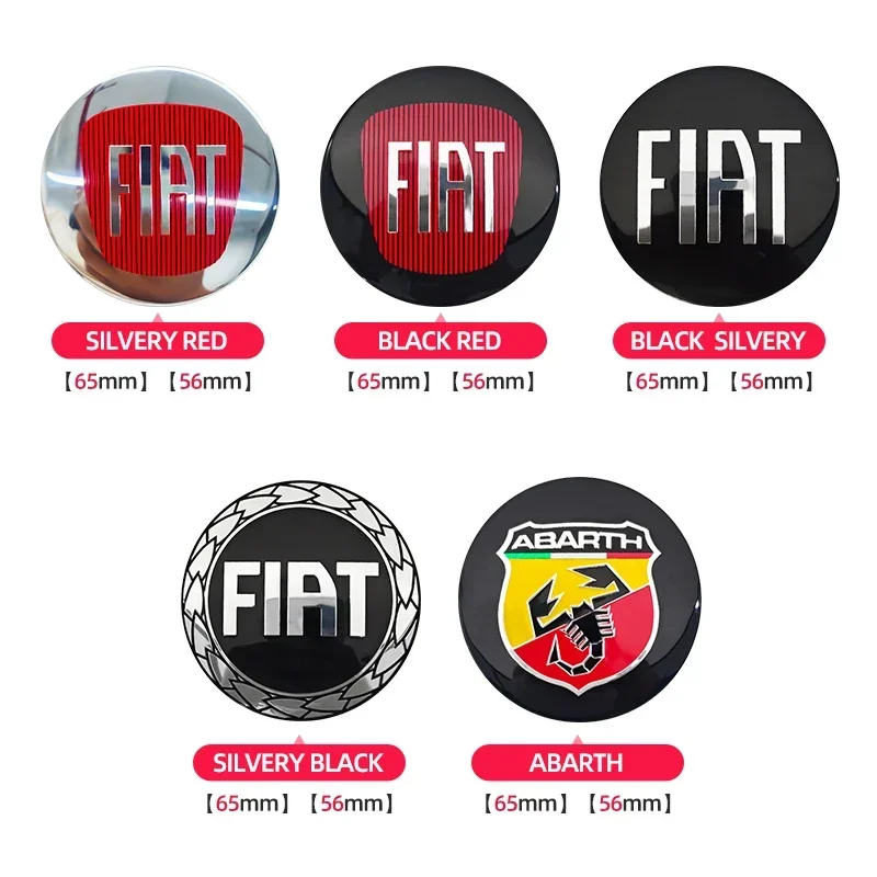 4pcs Car Wheel Center Cap Logo Hub Badge Rims Cover For Fiat 500 Ducato Pondo Punto Panda FR Abarth 124 Doblo Stilo Bravo