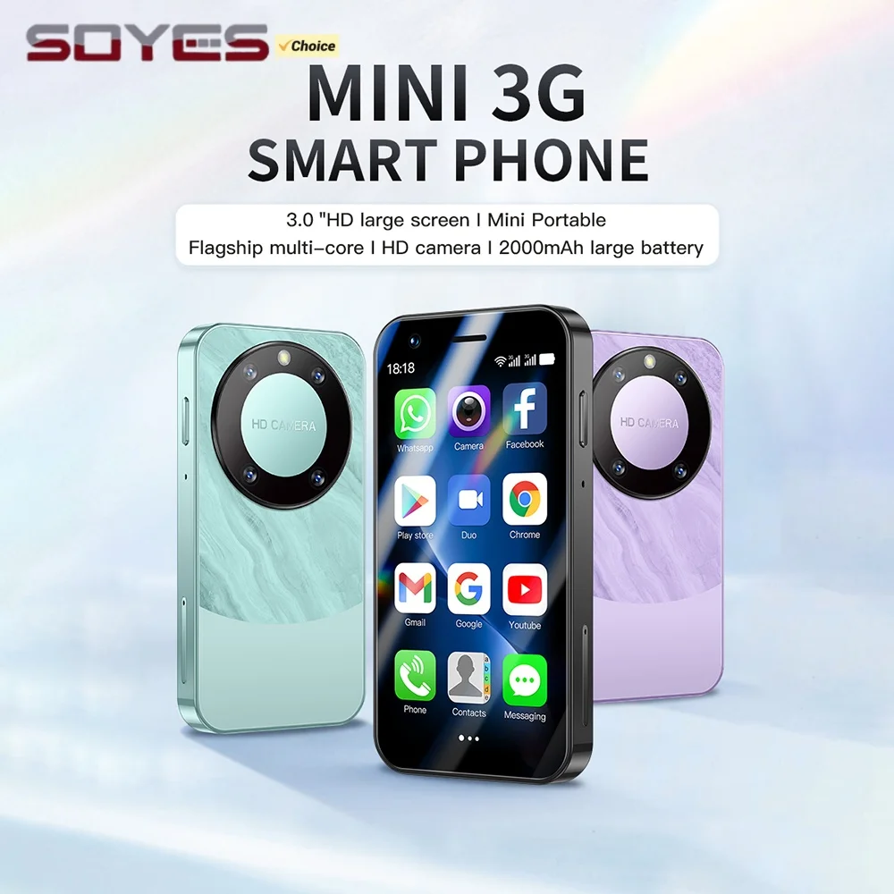 F8 Pro Max SOYES 3G Mini Smartphone 3.0inch IPS MTK 1GB RAM 16GB ROM Dual SIM Bluetooth WIFI Type-C WCDMA Android Mobile Phone