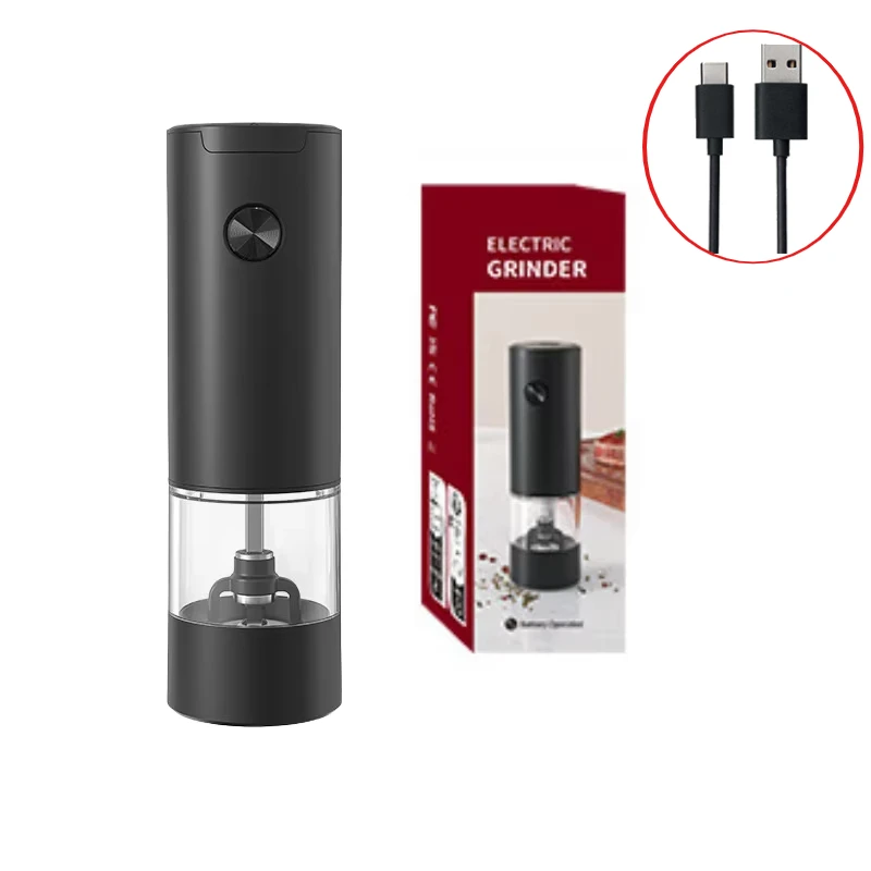 USB Charging Electric Pepper Grinder Automatic Salt Pepper Grinder Spice Shakers Spice Mill with LED Light Pepper Powder Grinder