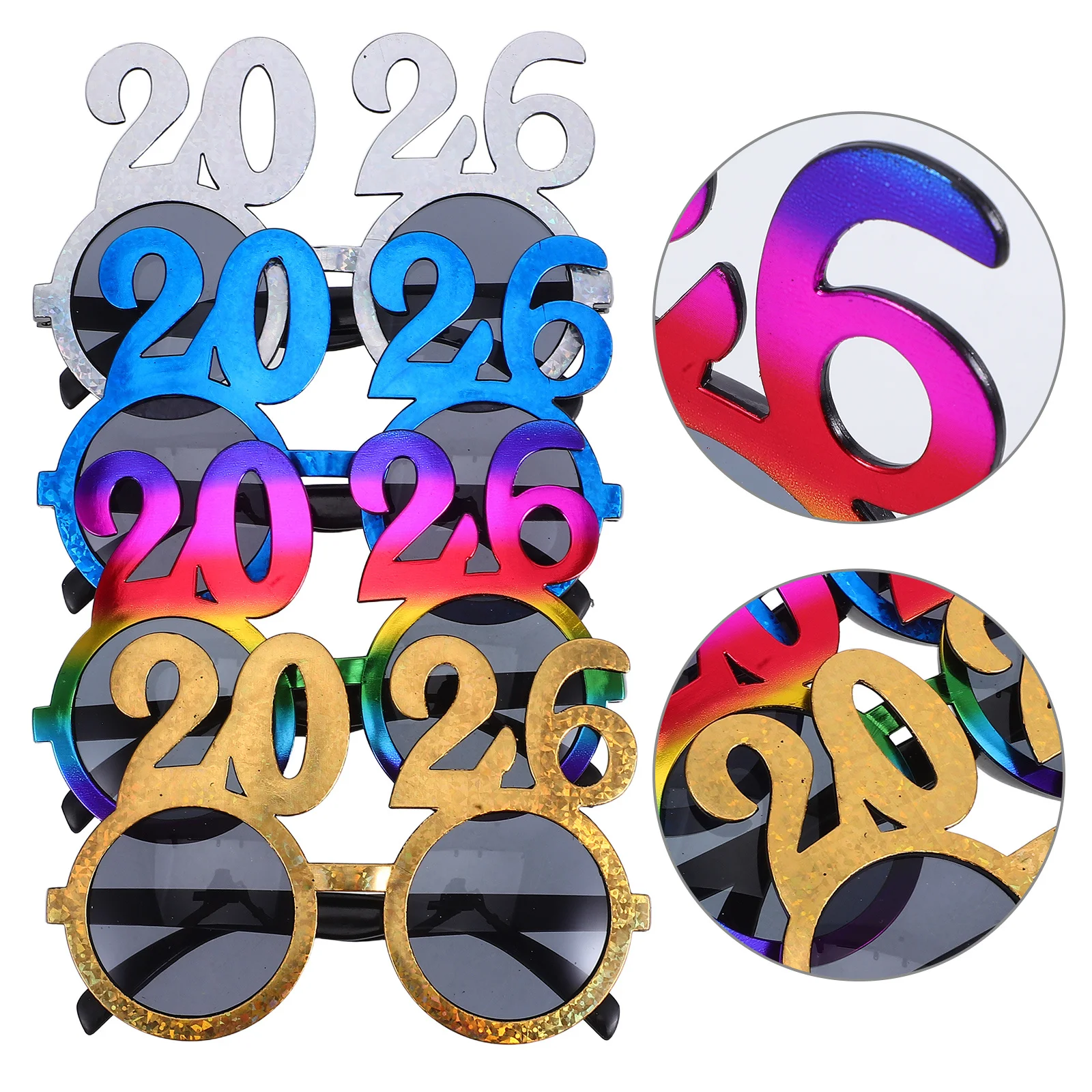 

4Pcs New Year 2026 Glasses Decoration - Versatile Party Props for Adults Kids Festival Celebration Photo Booth Favor Gift Items